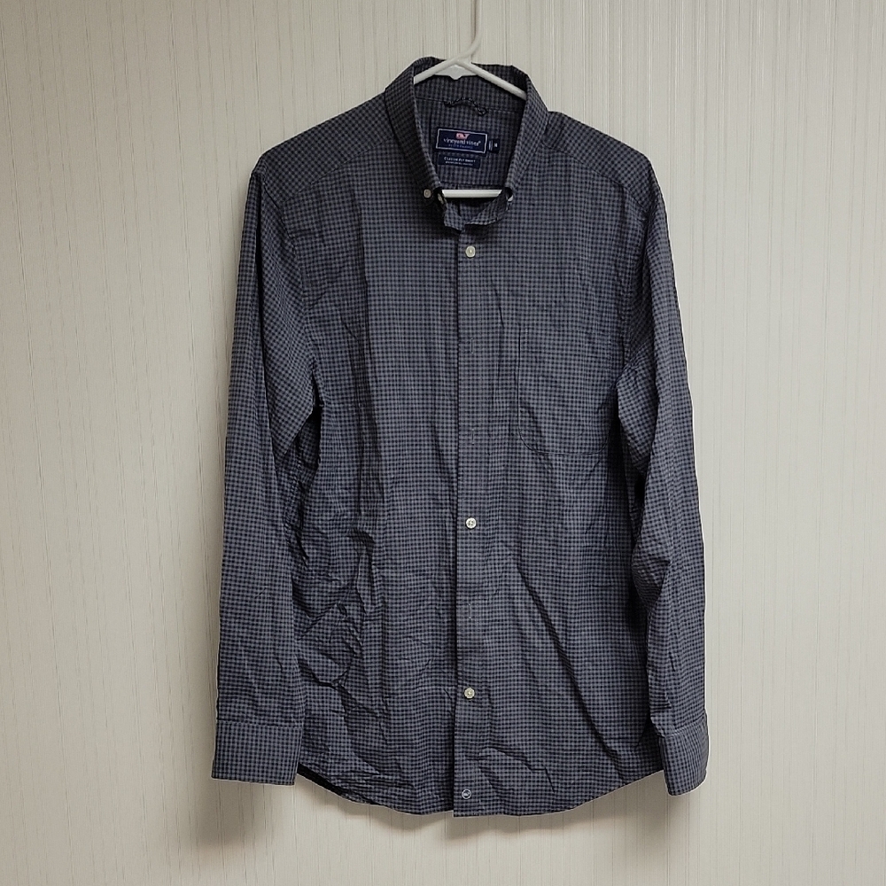 Vineyard Vines Gray Checkered Classic Fit Shirt, Men's Med. Performance business